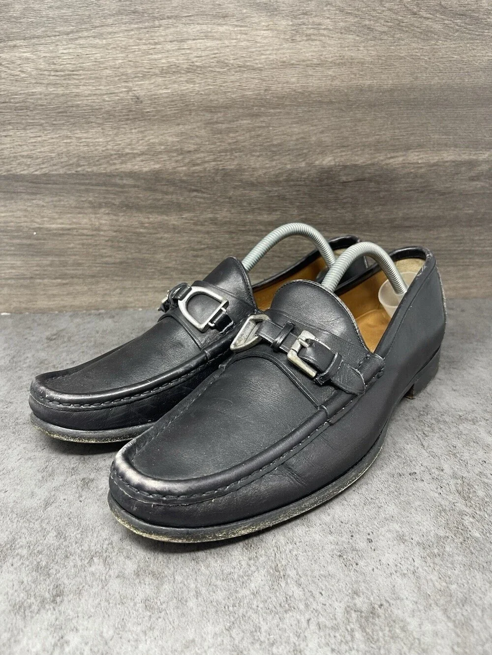 Ralph Lauren D Buckle Leather Loafers Mens Size 9 Black Slip On Casual Dress